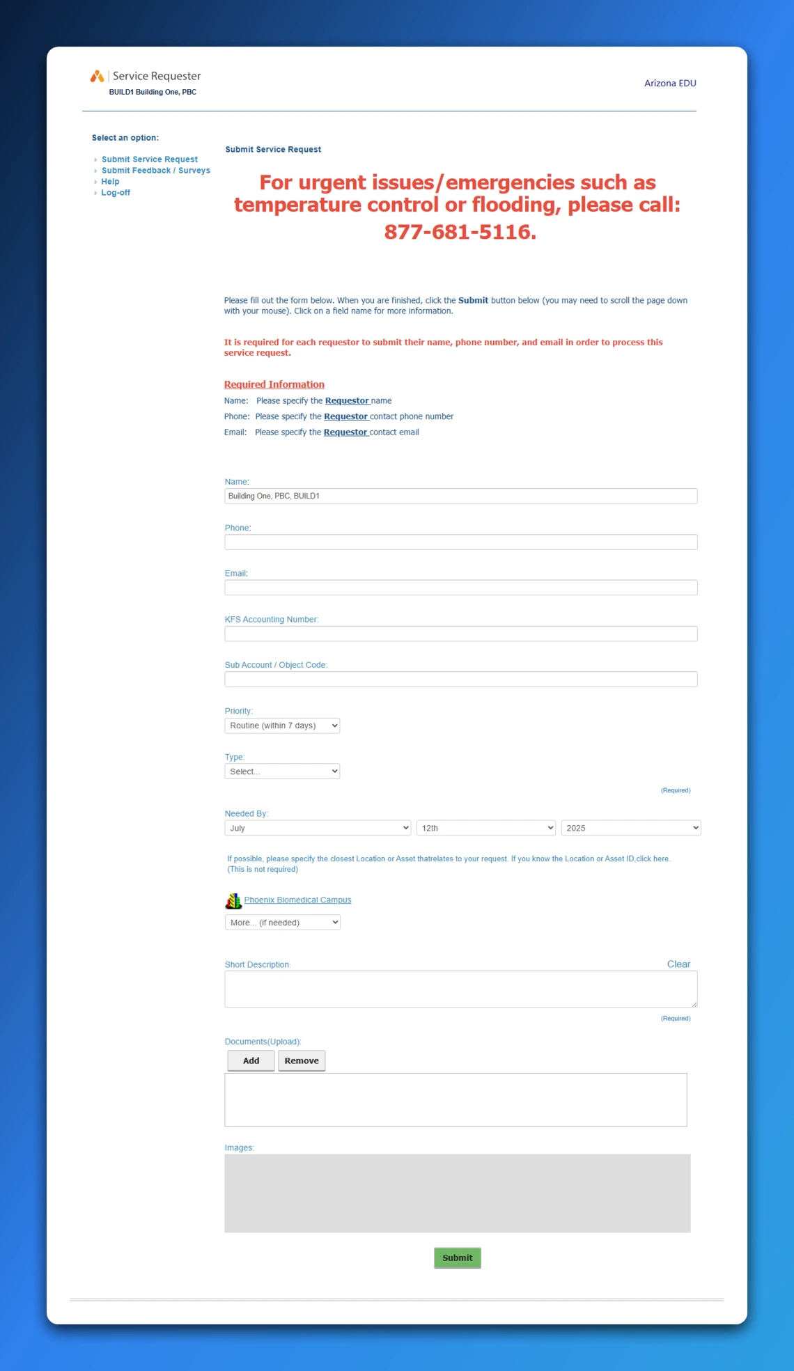 Service Requestor App Screenshot